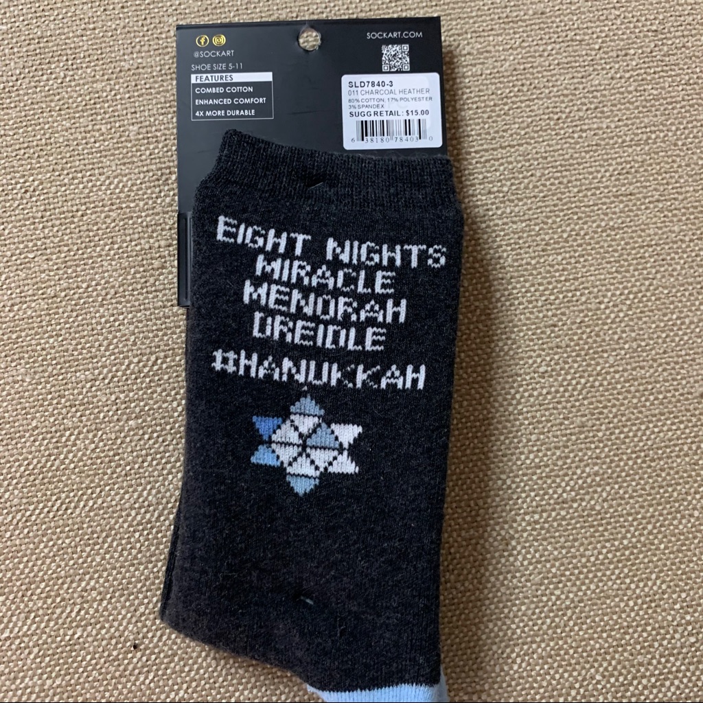 Hanukkah Menorah Dreidel Star Cotton Blend Socks